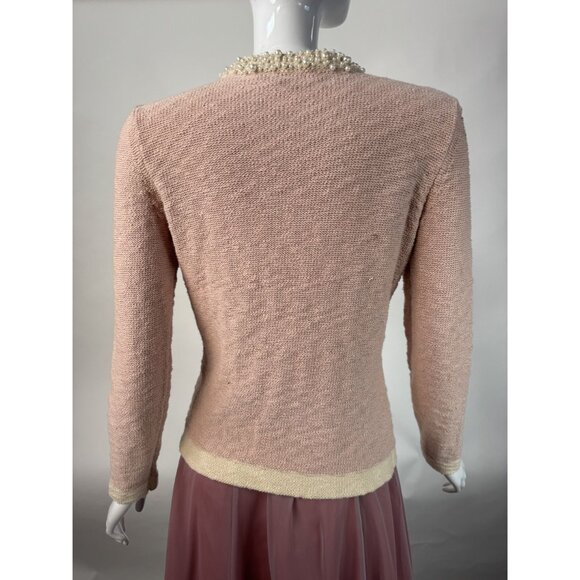 Chadwicks Pink Pearl Embellished Cardigan Sweater S 85% Cotton 15% Acrylic Made - Picture 11 of 16